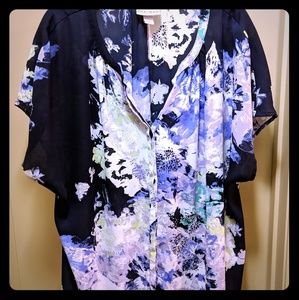 Ava & Viv Short Sleeve Flowered Blouse